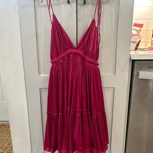 Free People Fuchsia Mini Dress with Spaghetti Straps